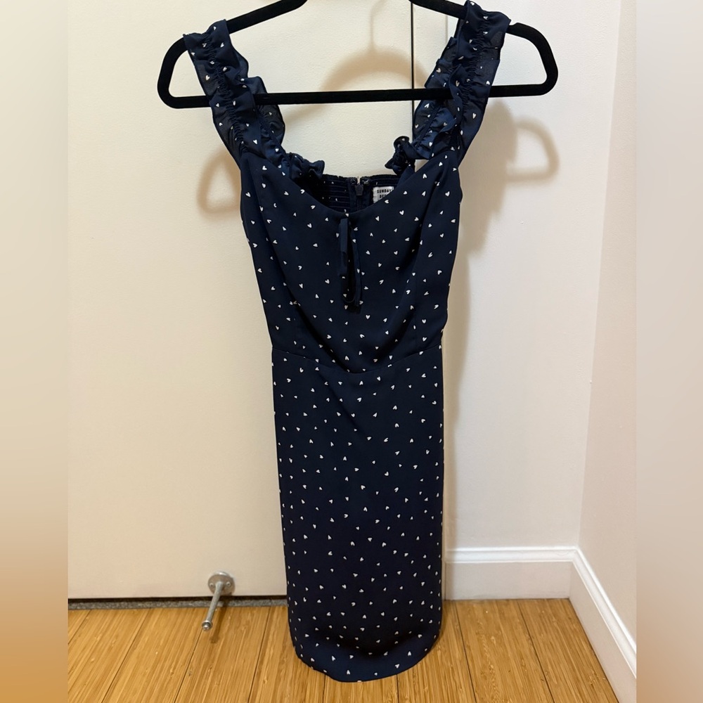 Sunday Best Navy Blue Ruffle Mini Dress